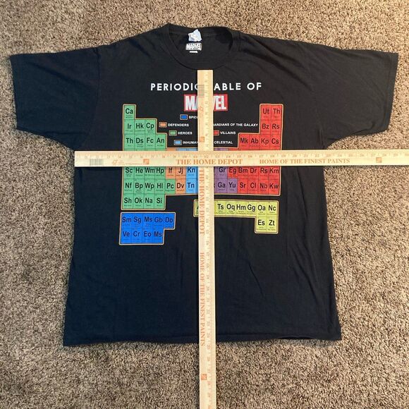 Marvel Mens XL Hero’s Villains Periodic Table of Marvel Black T-shirt - Picture 3 of 6
